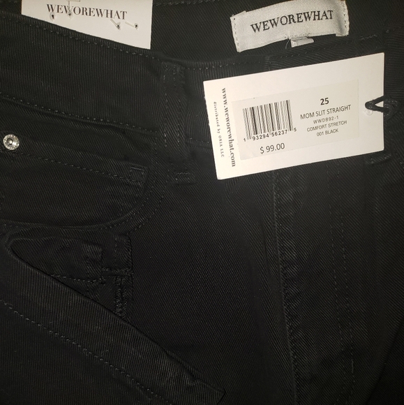 NWT WeWoreWhat Mom Slit Straight Jean Black 25 - Picture 4 of 6